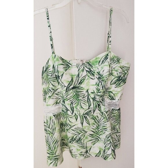 NEW CLICHE WOMEN'S LINEN LACE CAMI TANK TOP SPAGHETTI STRAPS  SZ 16 - Picture 2 of 7